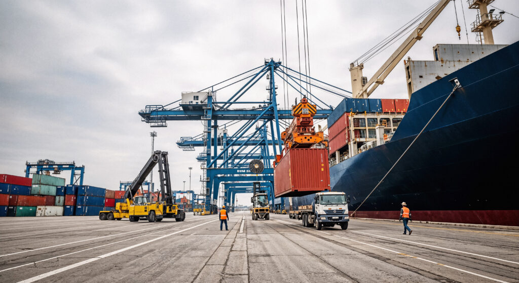 HOME cargo ship loading commercial port